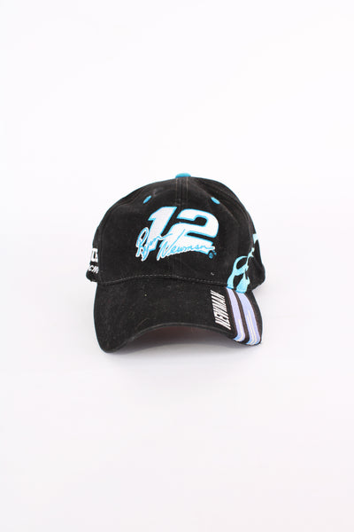 Vintage Nascar x Ryan Newman black and blue baseball cap by Penske racing, features embroidered sponsors 