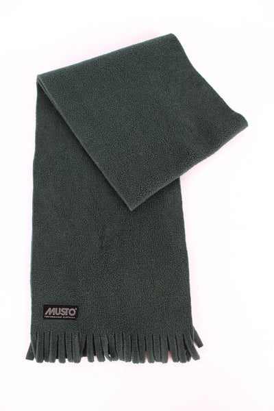 Musto forest green fleece scarf with embroidered logo on the hem 