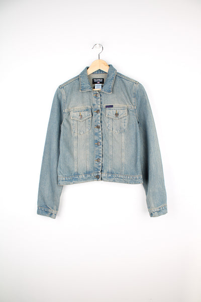 90's Polo Jeans by Ralph Lauren slim fit cropped denim trucker jacket in a faded blue