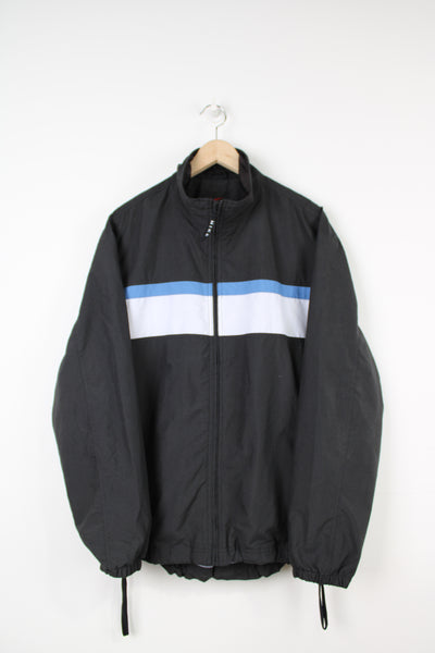 00's Nike black zip through tracksuit top with swoosh logo near the hem