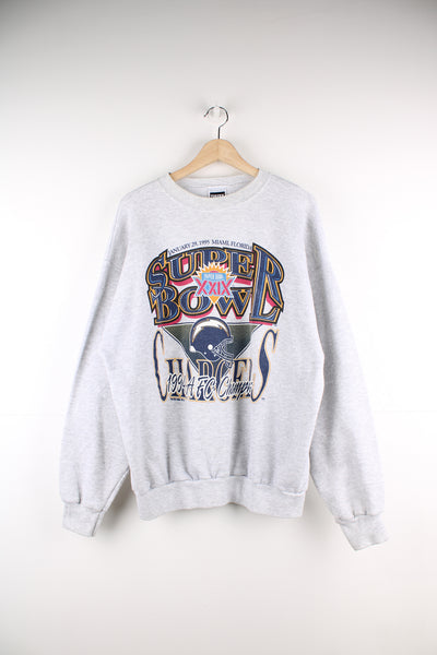 Vintage 1995 Super Bowl AFC Champions x LA Chargers grey crewneck sweatshirt with printed graphic on the front by Tultex 