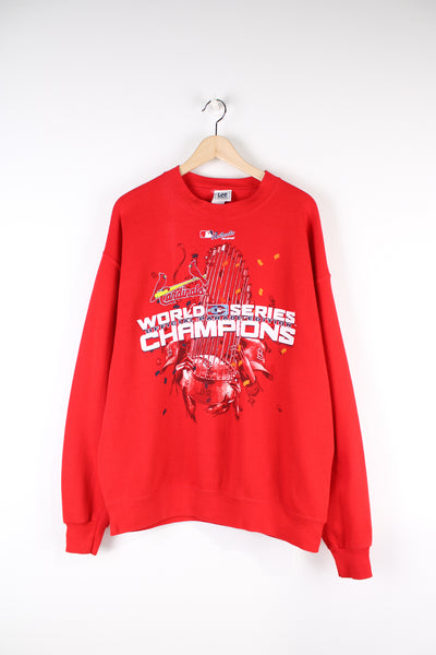 Vintage MLB St. Louis Cardinals 2006 World Series champions sweatshirt with printed design on the front. Made by Lee Sport. good condition  Size in Label: Label Faded - Measures like a Mens L