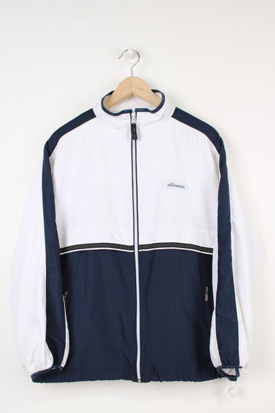 Ellesse blue and white  zip through track jacket with embroidered logo on the chest