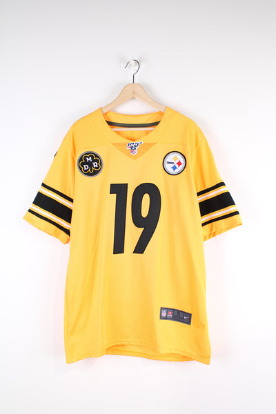 Pittsburgh Steelers, Nike NFL Jersey, yellow and black colourway, Inverted Legends series with Smith - Schuster number 19 embroidered on the back, as well as logos on the front. 