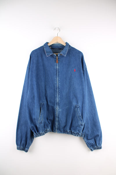 90's Polo by Ralph Lauren denim zip through bomber jacket with embroidered logo on the chest