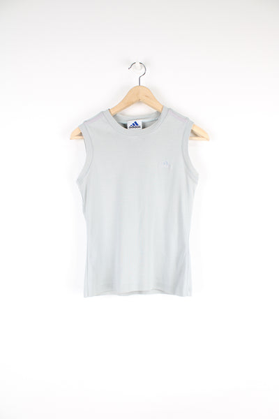 Vintage Adidas Vest Top, plain grey colourway with embroidered logo on the chest. 