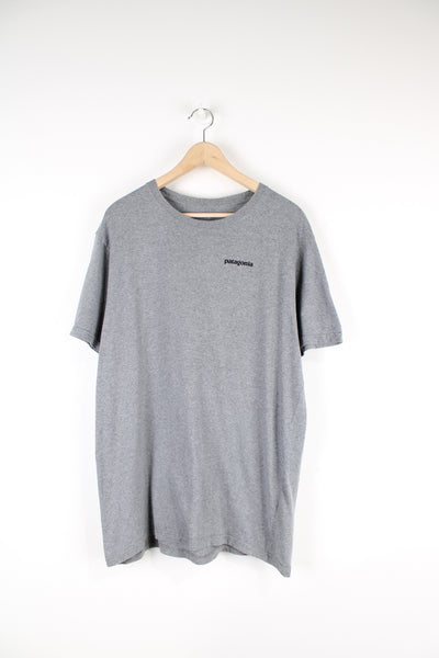 Patagonia Logo T-shirt, grey colourway with logo printed on the chest and the back.