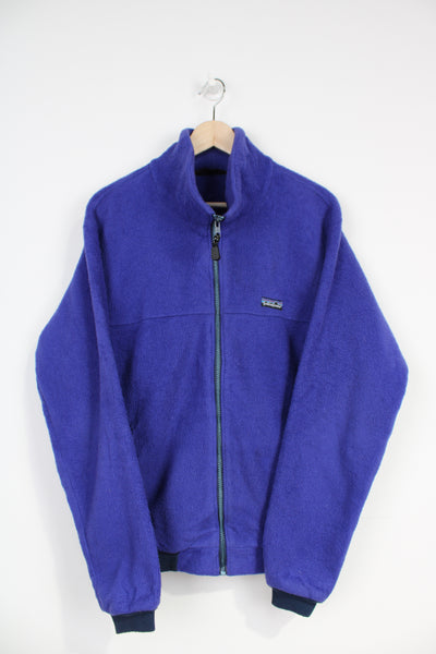 Vintage 80's Patagonia purple/blue zip through fleece with embroidered logo on the chest 
