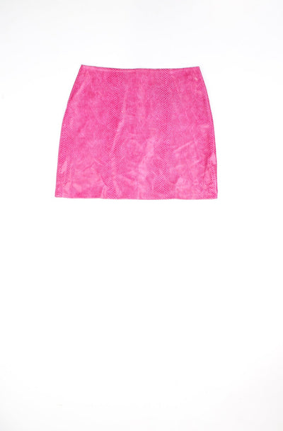 Vintage Y2K hot pink snake print pleather mini skirt. Could be worn mid or low rise depending on measurements. Made by Pilot.  good condition  Size in label:   Womens size 10 (M)