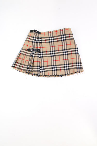 Vintage Burberry nova check skirt with buckles, has been cut into a mini skirt by the previous owner 