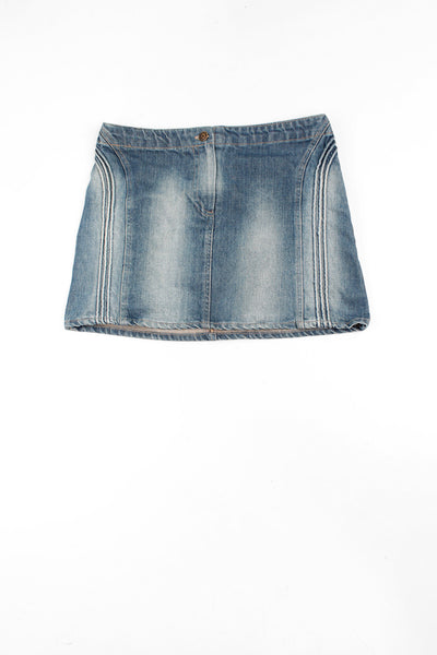 Vintage Y2K Morgan denim mini skirt with piping details on the hips