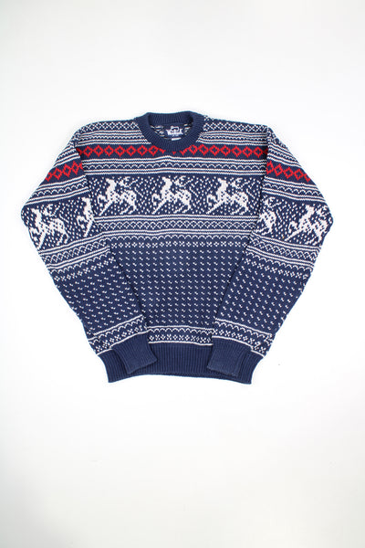 Vintage Woolrich navy blue festive patterned knitted jumper