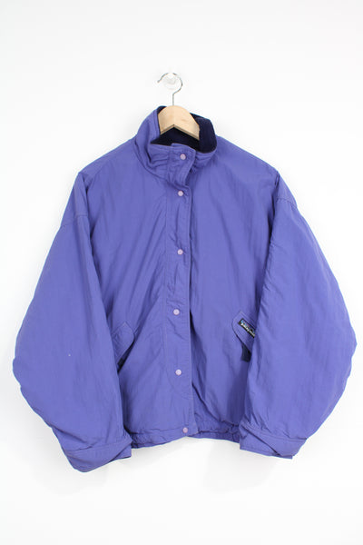 Vintage Patagonia purple zip through jacket with fleece lining and embroidered logo on the chest