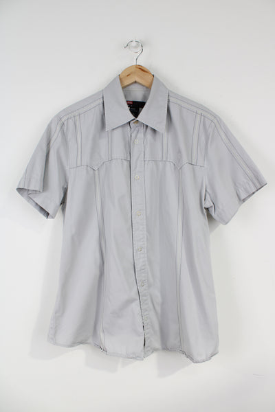 Vintage Diesel cotton button up short sleeve shirt with embroidered logo on the front