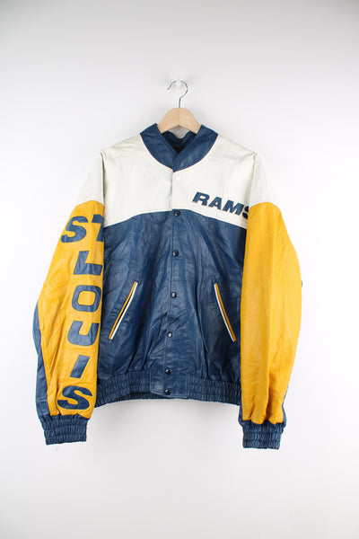 Vintage 90's St. Louis (now Los Angeles) Rams NFL leather varsity/ bomber jacket.
