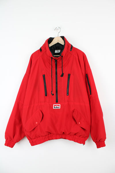 Vintage  90's Marlboro all red lightly padded jacket with embroidered  badge and quarter zip