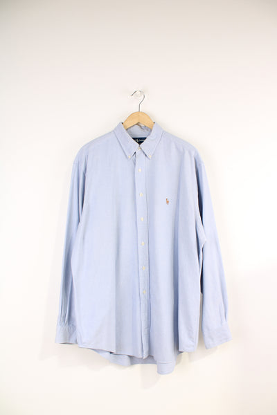 Ralph Lauren baby blue button up cotton shirt features signature embroidered logo on the chest