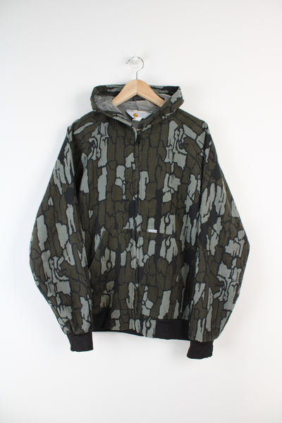 Carhartt zip through forest camouflage hoodie with branded pocket