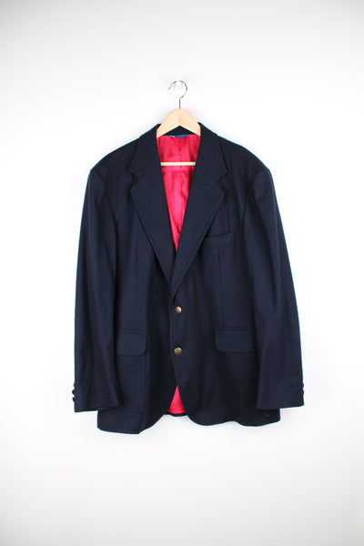 Vintage 90's Pendleton navy blue wool blazer. Features two gold metal buttons to close.  good condition - the lining has some small marks  Size on Label:  44 - Measures like a Mens L