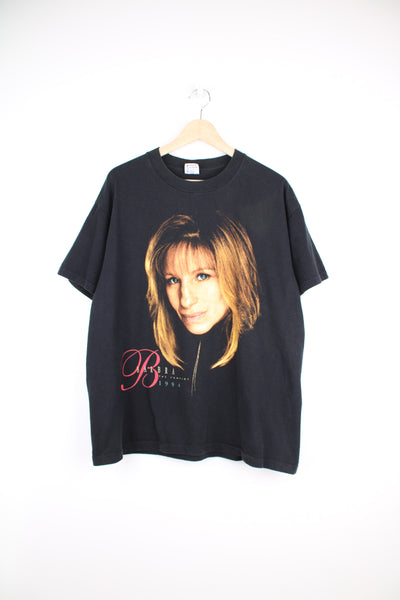 Vintage 1994 single stitch Barbara Streisand concert t-shirt in black, features large printed graphic of Barbara on the front 