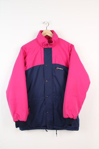Vintage 80s Berghaus Gemini insulated coat, zip/snap button fastenings, drawstring waist and zip up pockets.