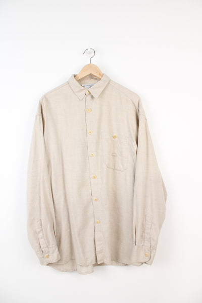 Vintage tan Valentino Sport long sleeve button up cotton shirt with embroidered logo on the chest pocket