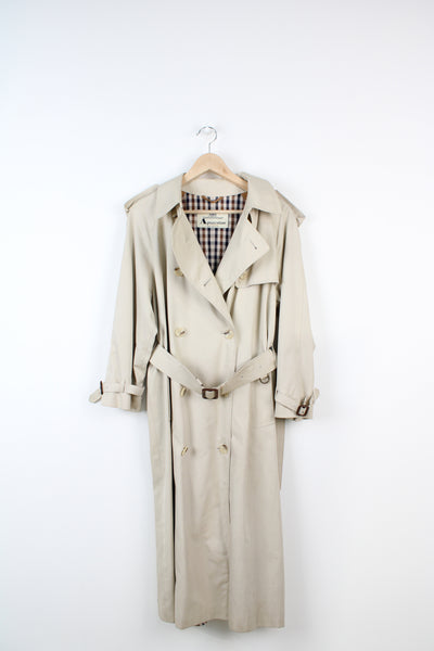 Vintage Aquascutum cream button up trench coat with check lining and belt 