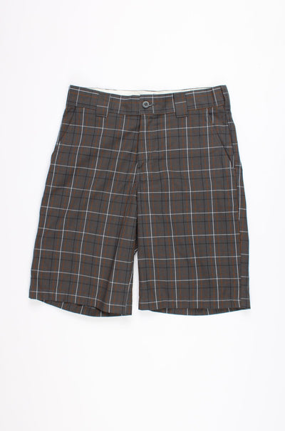Dickies grey cotton checkered shorts with logo on back pocket