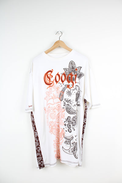 Coogi paisley print graphic t-shirt with embroidered spell-out logo across the front