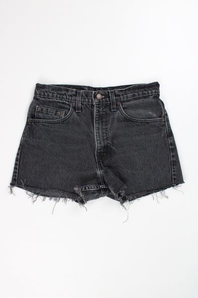 Vintage Levi's 501 black denim cut off shorts with frayed edges