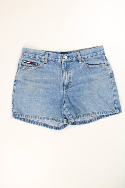 Tommy Hilfiger blue denim fashion shorts, with signature embroidered flag on the waistband