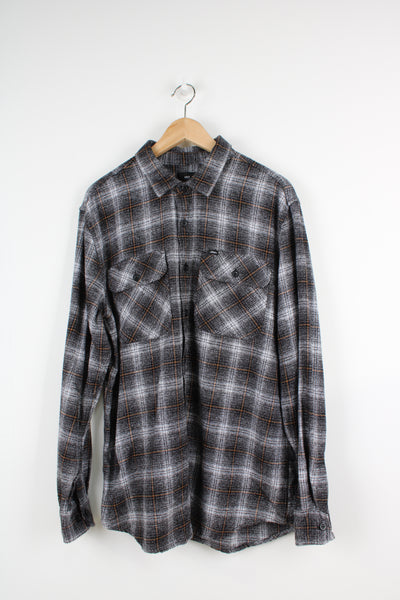 Obey black and grey plaid button up shirt with long sleeves