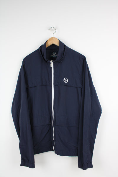 Vintage navy blue Sergio Tacchini zip through jacket with embroidered logo on the chest 