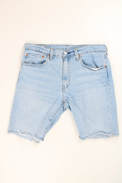 Levi's light blue denim jorts with embroidered logo on the waist band and details on the pocket