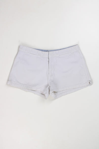 Tommy Hilfiger white denim fashion shorts, with signature embroidered flag on the waistband