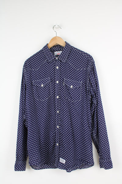 Levi Strauss x Supreme blue and white polka dot, button up shirt 
