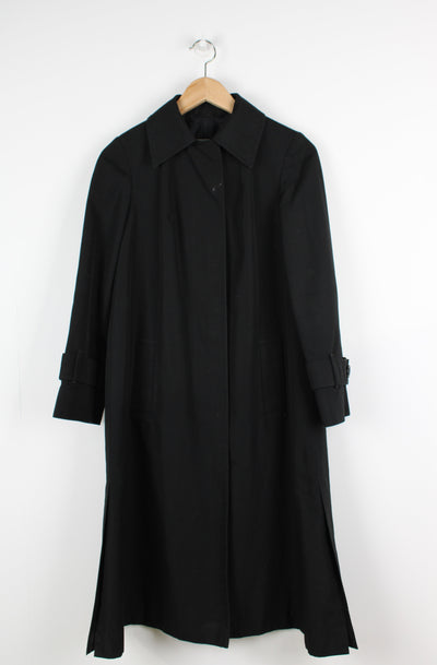 Vintage Aquascutum all black button up mac overcoat