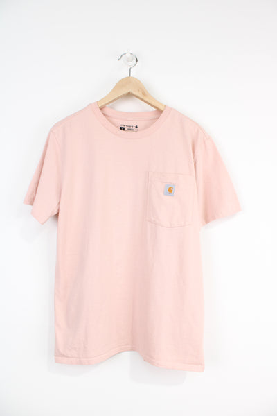 Carhartt loose fit baby pink t-shirt with branded chest pocket