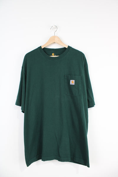 Carhartt original fit, green t-shirt with branded chest pocket