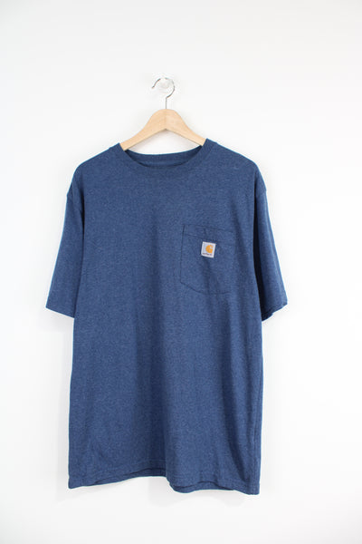 Carhartt original fit, blue t-shirt with branded chest pocket