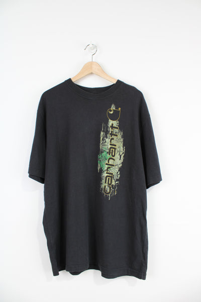 Carhartt original fit, black t-shirt with spell-out detail down the front