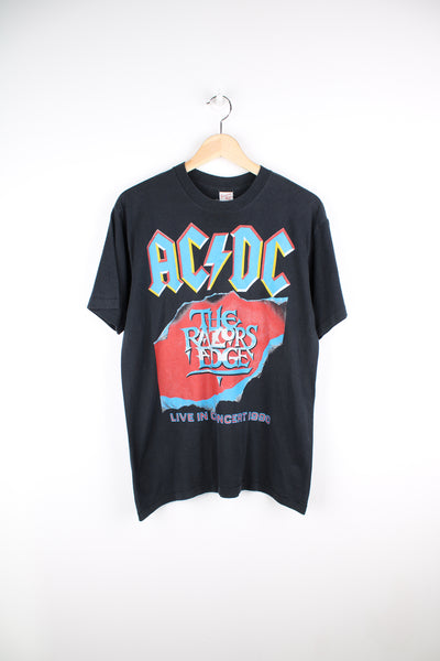 Vintage black 1990 AC/DC The Razors Edge USA tour t-shirt with single stitch sleeves. good condition Size in Label:  Mens L