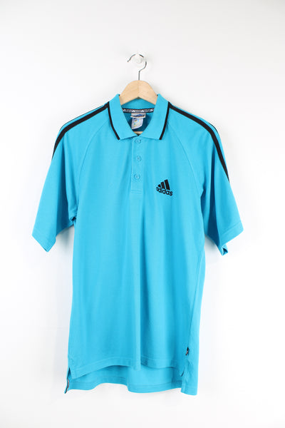 Vintage 90's Adidas blue polo shirt with embroidered Adidas logo