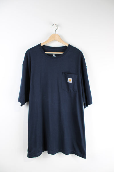 Carhartt t-shirt in blue with branded chest pocket.