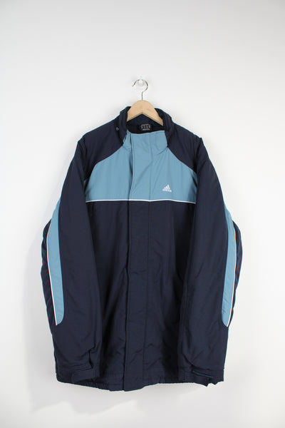 00's Nike blue zip through sports coat, with embroidered swoosh logo on the chest and back