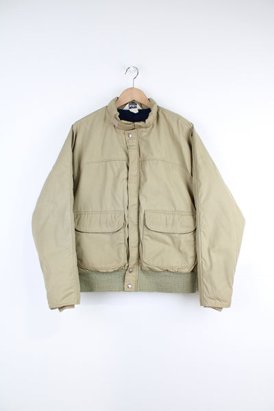 Woolrich tan cropped, zip through puffer jacket with pockets