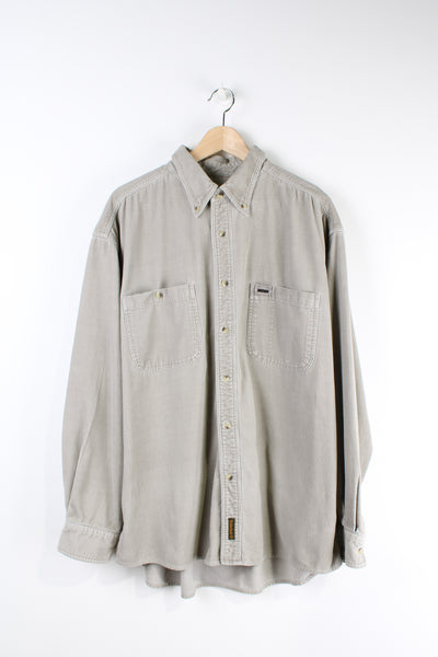 Timberland grey corduroy button up shirt with double pockets