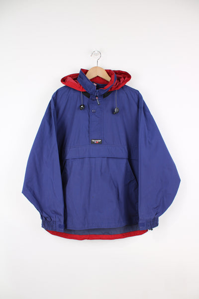 Vintage Chaps Ralph Lauren pullover/smock jacket in blue, features large front pocket and drawstring hood