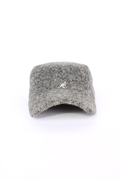 Kangol grey wool cap, features embroidered spell-out logo on the front 