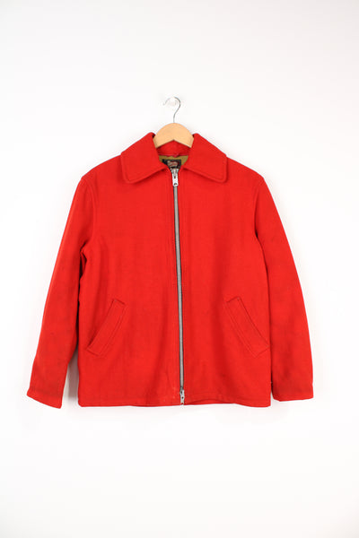 Vintage 1950/60's Woolrich red zip through wool jacket with pockets